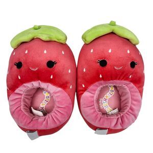 Squishmallow Scarlet The Strawberry Slippers Womens 7-8 Red Green Pink Casual